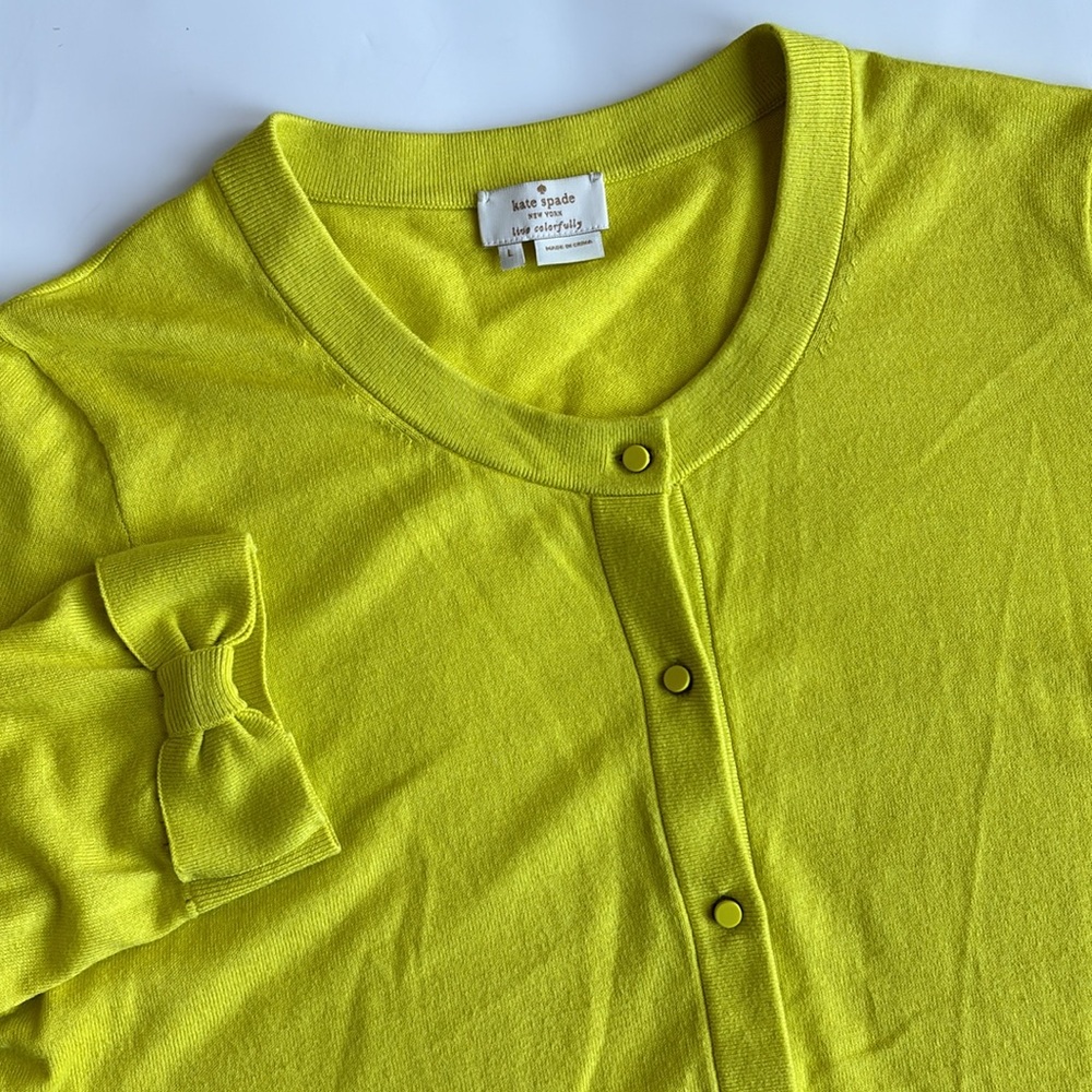 Kate Spade Lime Green Cardigan with Bow Detail